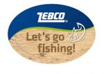 Zebco ovaler Aufkleber / Sticker 15x5 cm "Let s go fishing"